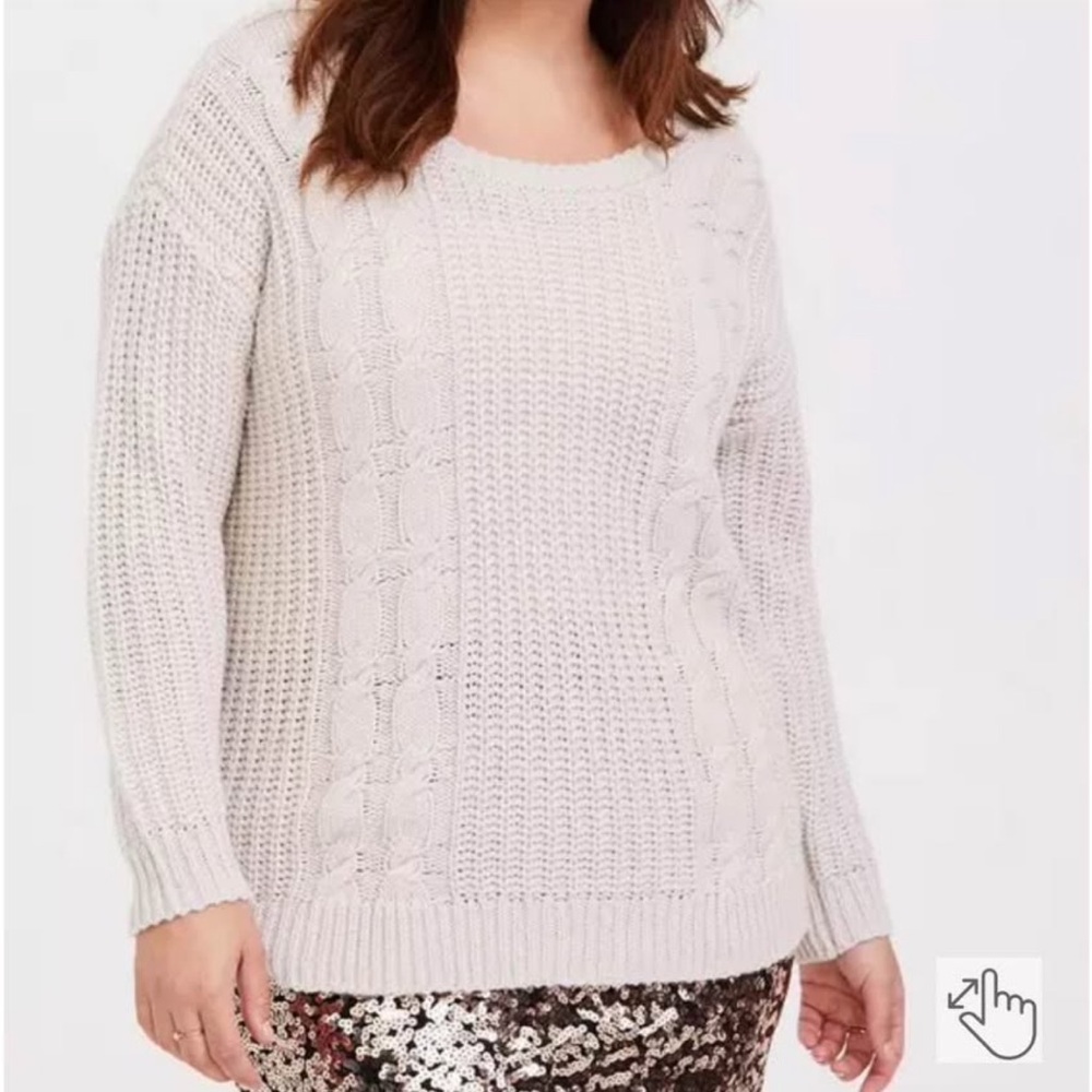 Torrid Cable Knit Pullover Sweater with Keyhole Tie Back - Size 0